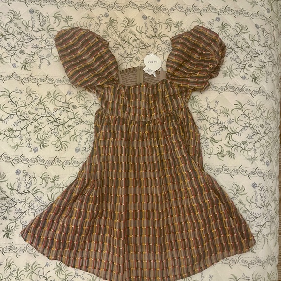 NWT Small, lined, babydoll puff sleeve mini dress perfect for fall - Picture 1 of 5